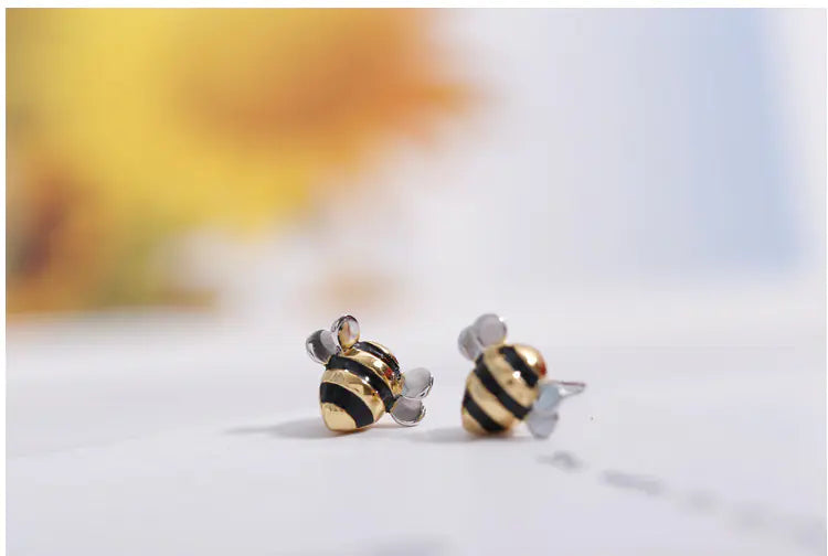 Bee Silver Earrings