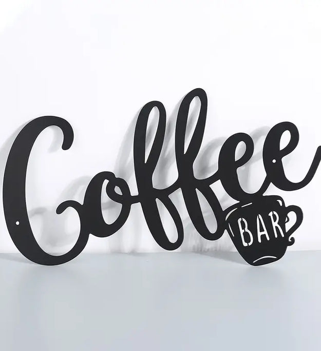 Hanging Coffee Wall Sign - Metal Coffee Cup Decor