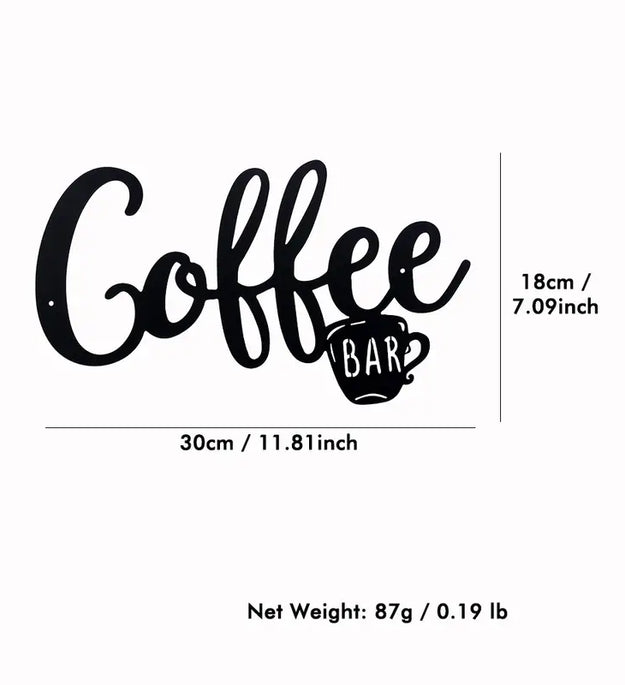 Hanging Coffee Wall Sign - Metal Coffee Cup Decor