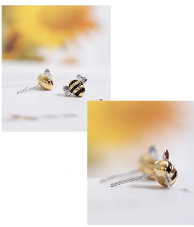 Bee Silver Earrings