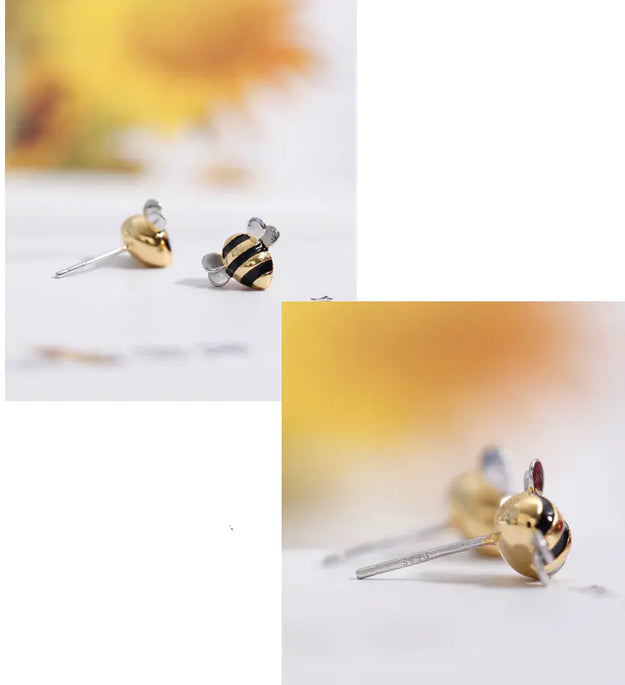 Bee Silver Earrings