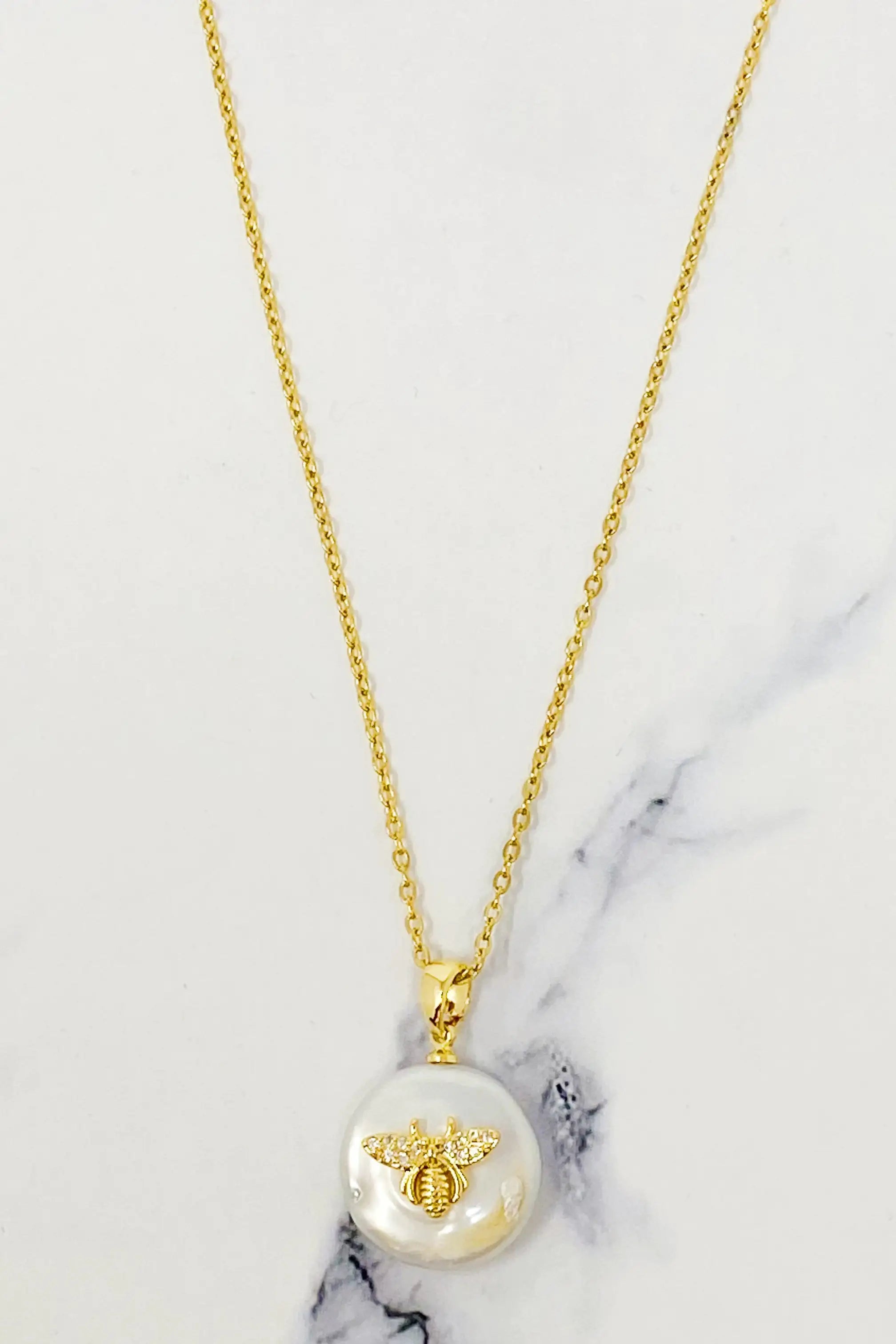 Emily Pearl Bee Necklace