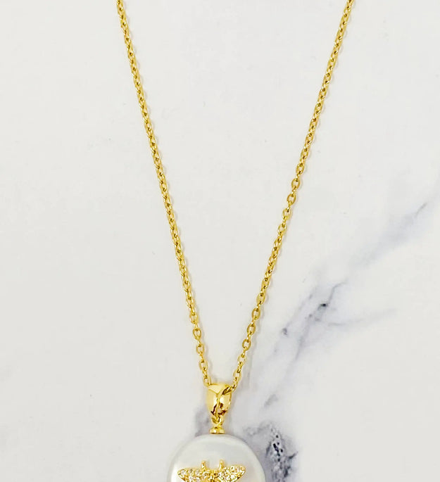 Emily Pearl Bee Necklace