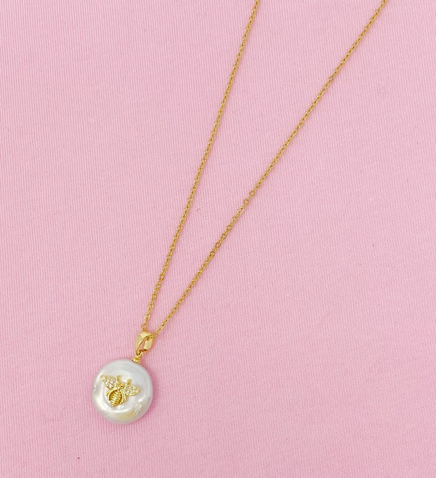 Emily Pearl Bee Necklace